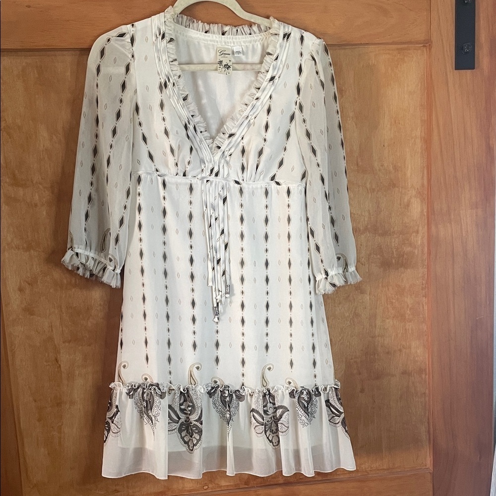Guess White and Black Patterned Mini Dress - Picture 1 of 11